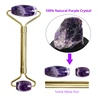 Natural Amethyst Jade Eye Mask Jade Roller Massager Gouache Scraper Set Cold Therapy Eye Mask Face Skin Care Massage Tools 5