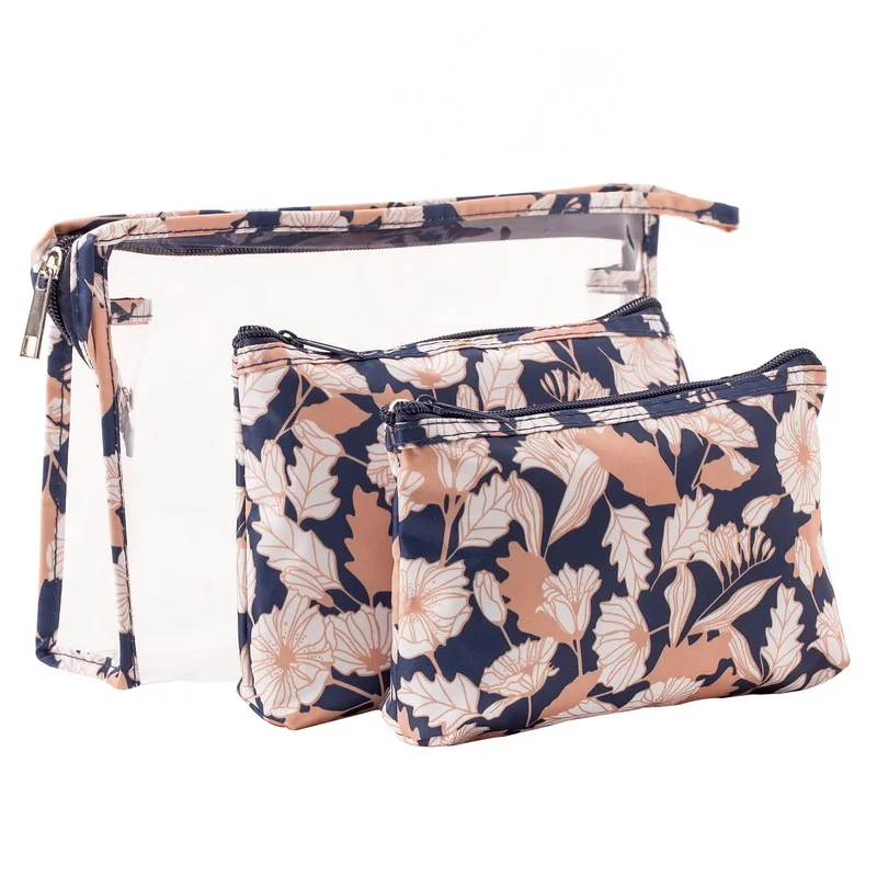 

New Style Transparent Three-piece Set PVC Cosmetic Bag Travel Portable Washed Storage Bag Suit Cosmetic Bag