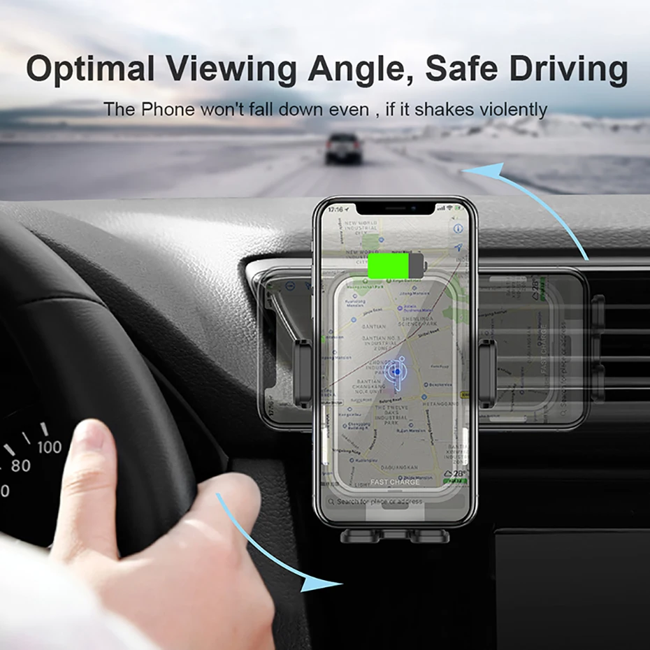 10W7.5W QI Wireless Car Charger For Iphone X  Samsung S10 Fast Charge Wireless Charging Car Touch Sensor Auto Wireless Charger (9)