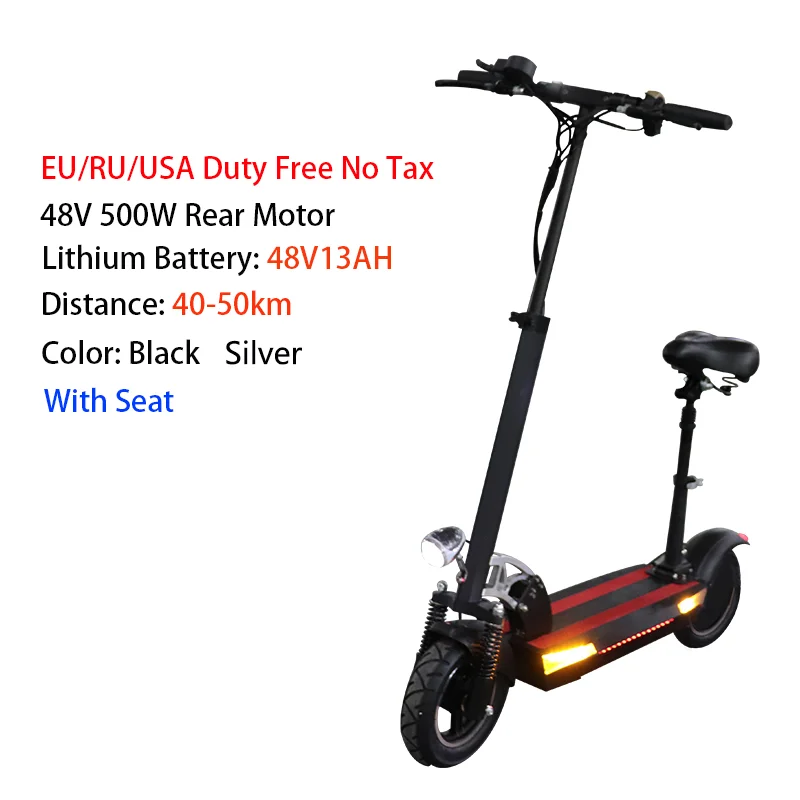 10 дюймов 48V 500W Patinetes электрический скутер с большими жира колеса самокат электрический скейтборд Новая Мощная Складная E скутер - Цвет: 48v5anoseatblack