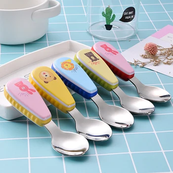 

Baby Feeding Spoon Fork Set Stainless Steel Toddler Infant Tableware Flatware Kids Cutlery with Ant-Dust Box