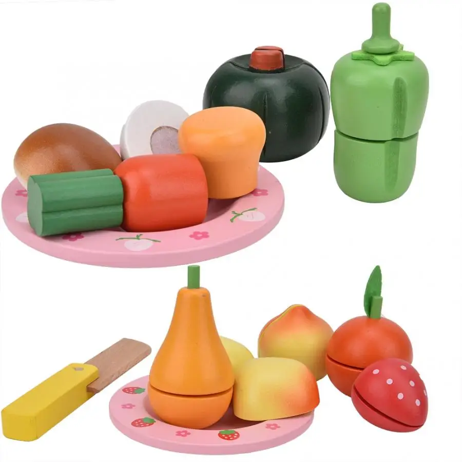 Children Kitchen Pretend Play Plastic Food Toy Cutting Fruit Vegetable Food Miniature Play Do House Education Toy Gift for Kids