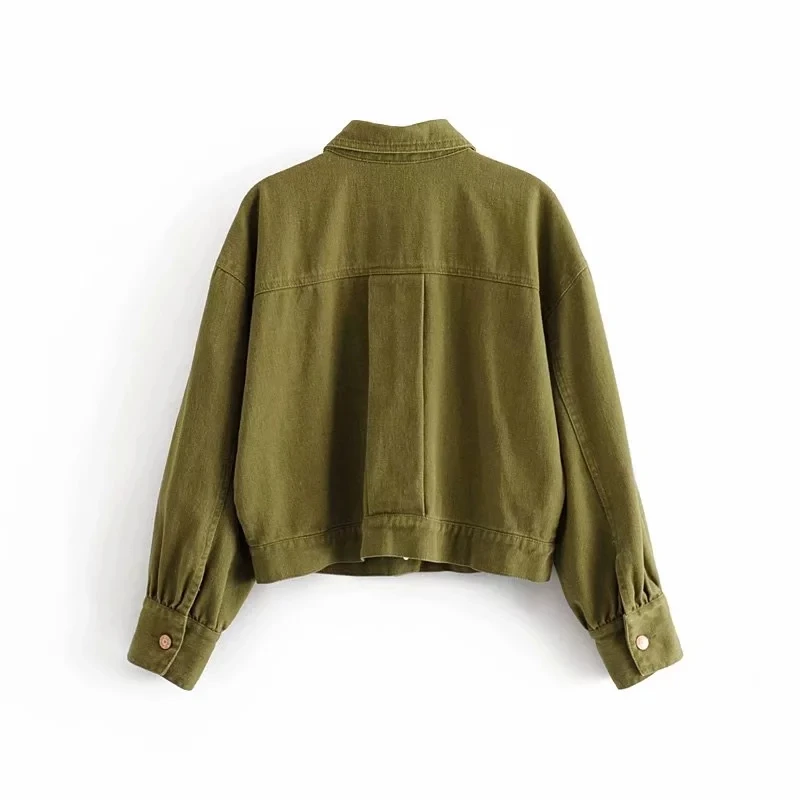 Увядшая зимняя джинсовая куртка женская BTS high street army green однобортная негабаритная куртка feminino jaqueta женский топ