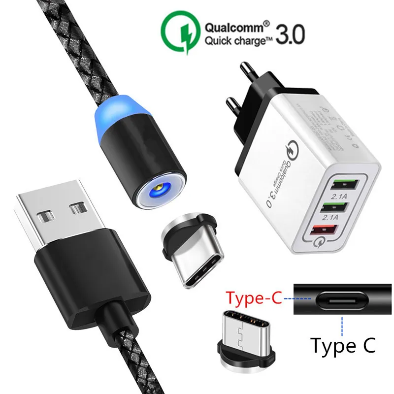 

Magnetic USB Cable For Samsung Galaxy S8 S9 S10 M40 A70 A50 A30 A20E A3 A5 A7 2017 Type C Magnet Charge Wire QC 3.0 Fast Charger