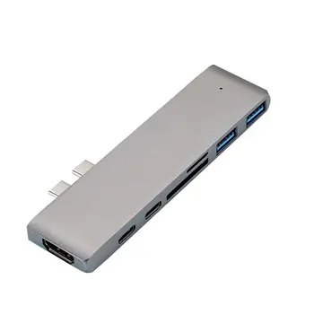 

USB 3.1 Type-C Hub To HDMI Adapter 4K Thunderbolt 3 USB C Hub with Hub 3.0 TF Reader Slot PD for MacBook Pro/Air