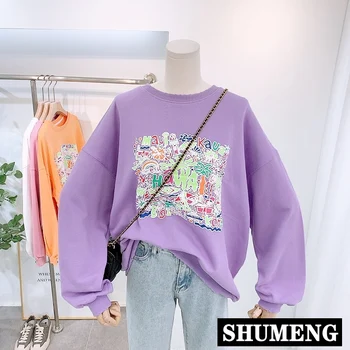 

Casual Sweatshirt Women 2020 New Spring and Autumn Loose Printed Hoodie Jacket Student Female Plus Size Sweater Tops