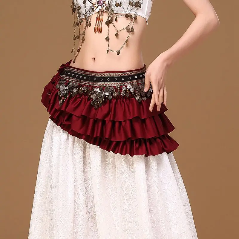 Belly Dance Waist Chain Retro Color Ding Copper Coin Hip Towel Loud And Long Waistband Tribal Belt - Цвет: RR0421R