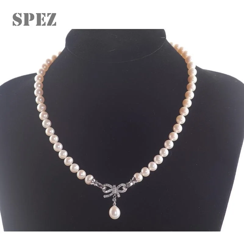 

2020 Fashion White Pearl Pendant Necklace 8-9mm Natural Freshwater Pearl Necklaces For Women jewelry big best birthday gift