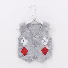 Жилет для младенцев осенняя одежда для младенцев Детские подушки из чистого хлопка в клетку жилет джентльмена