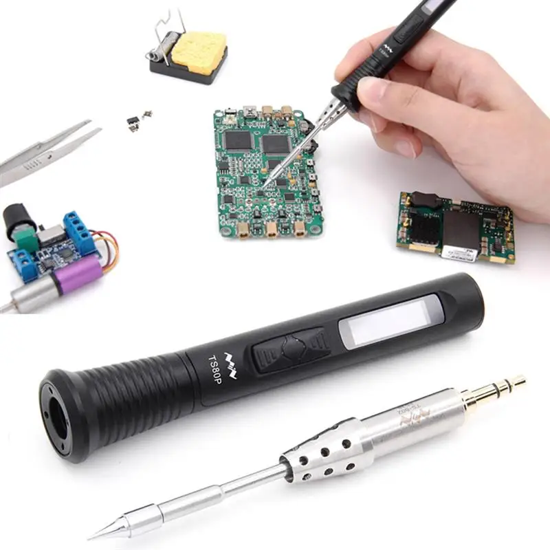 US $75.55 Minidso TS80P Electric Soldering Iron Set PD20 QC30 Power Supply Mini Smart Soldering Iron 100400 Station Welding Tools