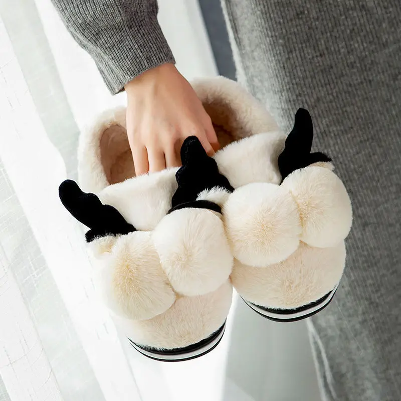 

Couples Cotton Slippers Women's Winter Home Cover Heel Cute Plush Indoor Postpartum Month of Shoes Autumn And Winter Days Childr