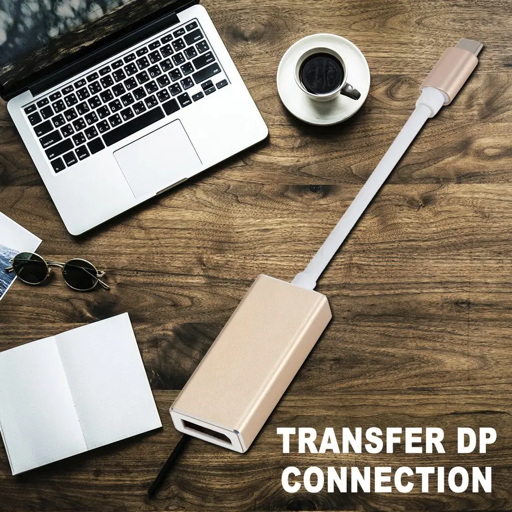 Адаптер type-C для Dp Usb C к большому конвертеру Dp из алюминиевого сплава 1080P видеокарта конверсионный линейный адаптер