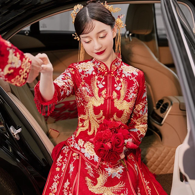 Embroidery High-quality Red Chinese Traditional Wedding Dress