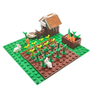 

Creative Small Particles Natural Carrot Field Building Blocks Toy with Figure and Baseplate As Home Decoration