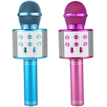 

2 Pcs Wireless Karaoke Microphone Portable Bluetooth Mini Home KTV for Music Playing and Singing Speaker Player Selfie PHONE PC,