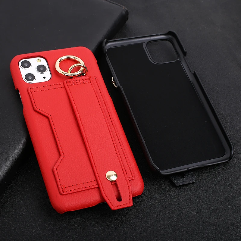 Держатель для карт ремешок из искусственной кожи чехол для iPhone XR 11 Pro Max XS 7 Plus 8 6 6S X Xs Max простой стенд держатель задняя крышка Carcasa