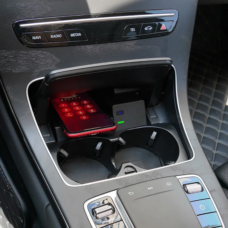 For Mercedes Benz W205 C180 AMG C43 C63 GLC C Class car QI wireless charging phone charger charging case accessories for iPhone
