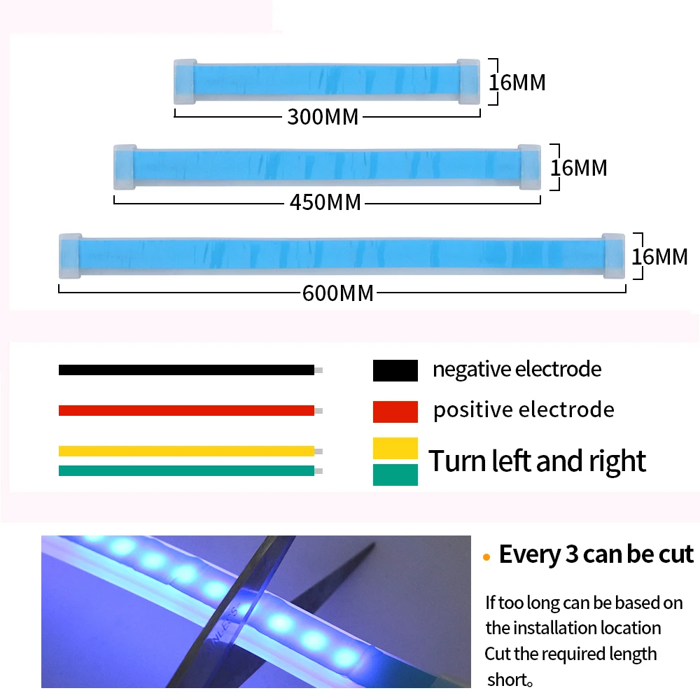 18.5 inch Car Headlight Surface LED Strip Tube Light - RGB Multi Color  Daytime Running Light Sequential Turn Signal Light