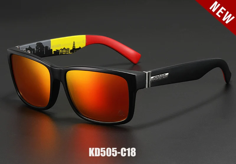 KDEAM Brand Mens Polarized Sunglasses Driving Driver Sun glasses Women Vintage Rectangle Anti-UV Goggles Eyewear With Case KD505 - Цвет линз: C18