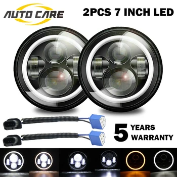 

1 Pair 7 INCH 280W LED Headlights Halo Angle Eye For Jeep Wrangler CJ JK LJ 97-18