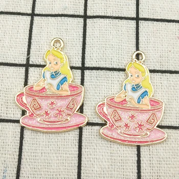 

10pcs enamel charm girl on bowl charm jewelry accessories earringpendant bracelet necklace charms zinc alloy diy finding 23x33mm