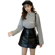 New Autumn Women's Clothing, Loose Large Size Long-sleeved Polo Shirt Women,Solid Color Casual Shirt Plus Size Gray Black Top New Autumn Women's Clothing, Loose Large Size Long-sleeved Polo Shirt Women,Solid Color Casual Shirt Plus Size Gray Black Top