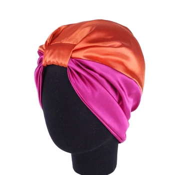 

Satin Bonnet Hair Caps Salon Night Hair Hat Natural Curly Hair Double Elastic Bathing Sleep Women Head Hat Wrap Cover