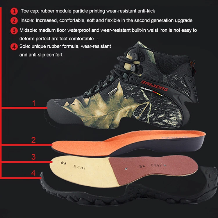 Нескользящая походная обувь, мужская походная обувь для спорта на открытом воздухе, водонепроницаемая парусиновая Мужская походная обувь, тренировочные ботинки для горного спорта, мужская обувь