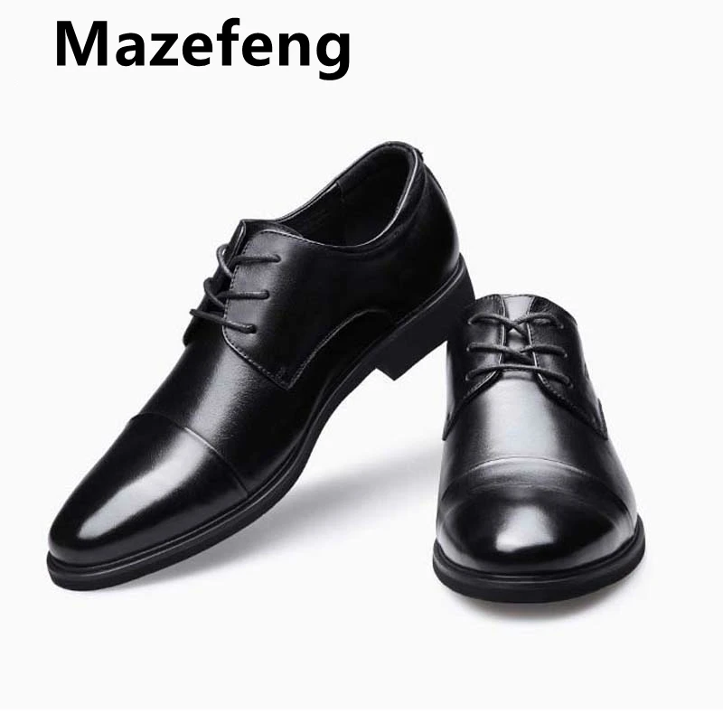 

Mazefeng Big Size 38- 48 New Men Dress Shoes casual Gentlemen Split Leather Shoes Formal Shoes Business Style Slip On Men Shoes