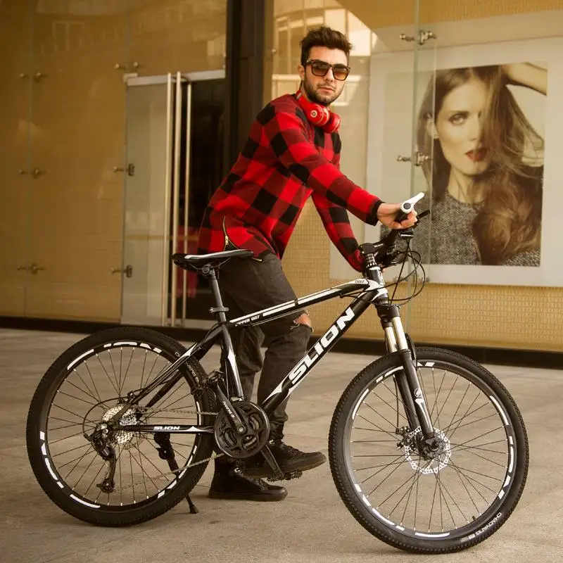 High-Grade 26-Inch Mountain Bike Taiwan Miniature Rotary 27-Speed Bicycle Disc Brake Aluminum Alloy Front Lock Fork Fat Bicycle