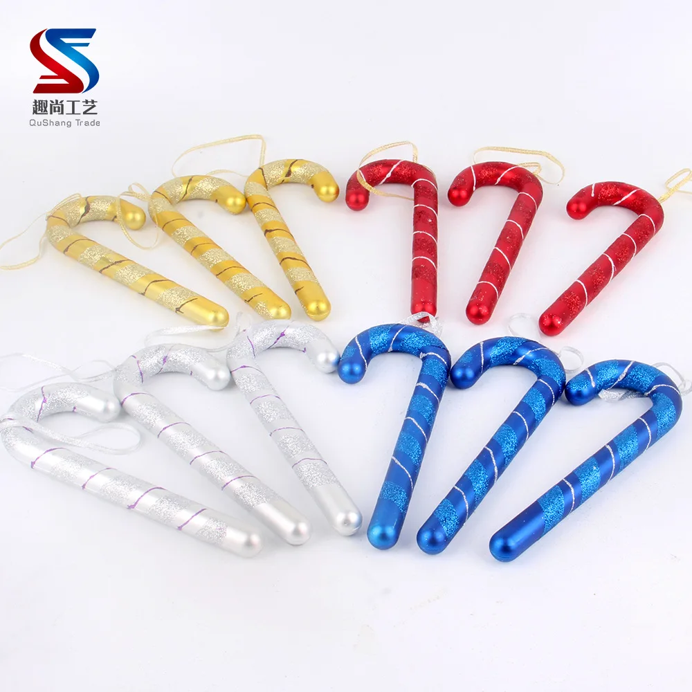 

Christmas Tree Decorations Golden Dusting Plastic Crutch Pendant 3 Pack Home Decor christmas gift Party Wedding Ornament Pendant