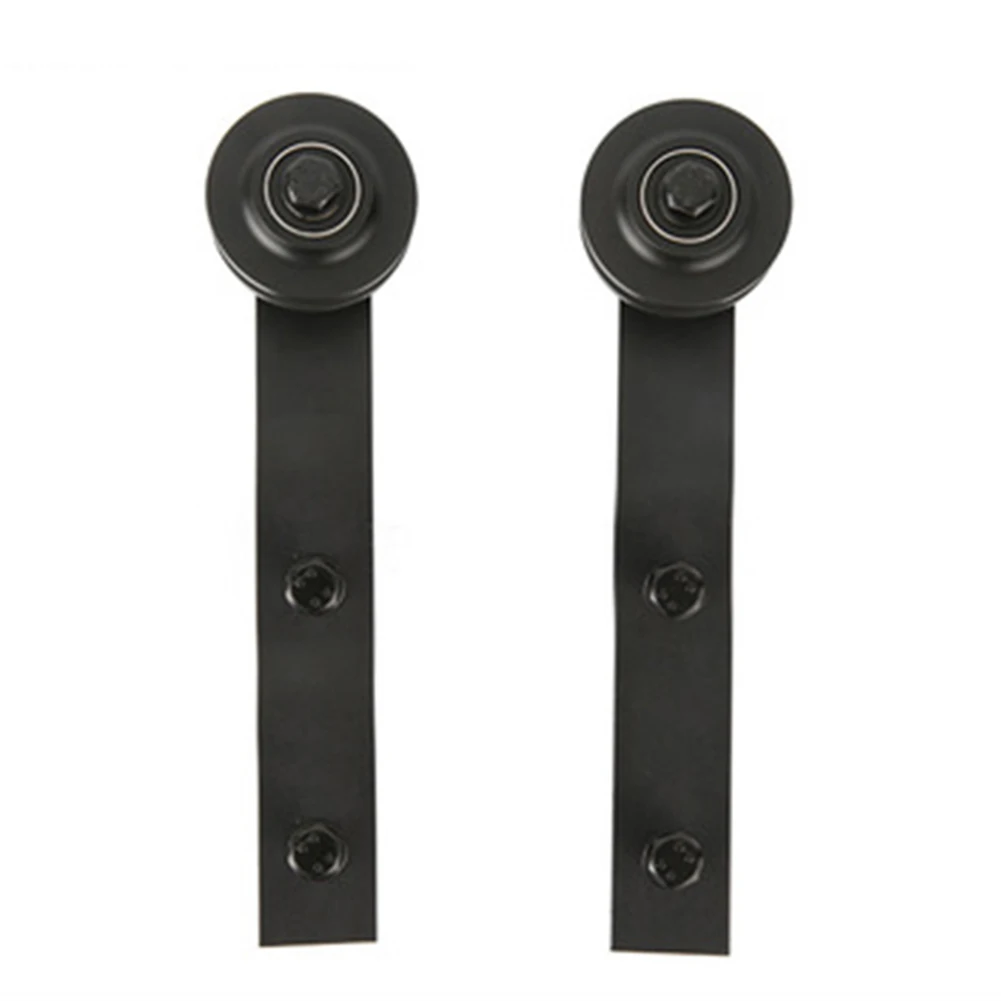

2 Pcs Durable Home Sliding Barn Bathroom Closet Track Door Hardware Steel Roller Rail Kitchen With Screws Top Mounted