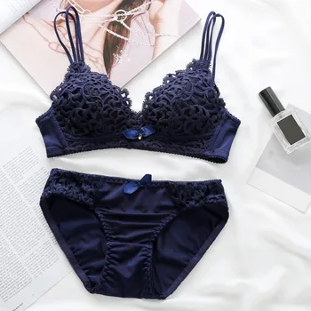 

Fashion brassiere Bra set Sexy Women Velvet Bralette Underwear High Waist Panties Soft Trim lingerie Black Underwear Set