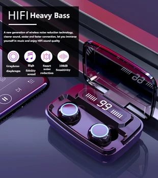 

Bluetooth Earphone V5.0 M11 TWS Touch Control Stereo Sport Wireless Headphones Noise-Reduction Earbuds Headset with Power bank