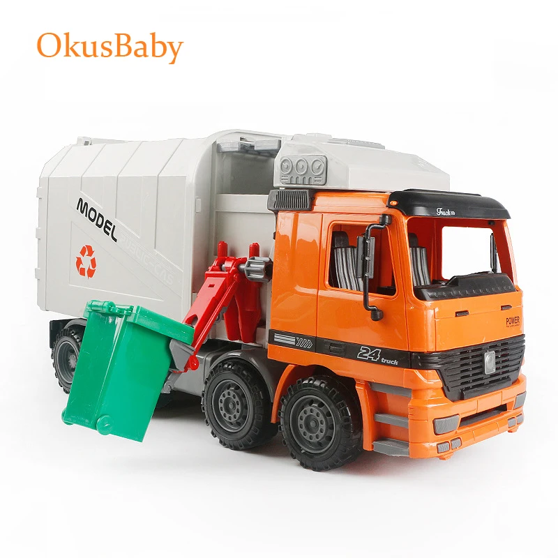 Camion à Ordures Orange de Grande Taille pour Enfant, Simulation de Voiture  d'Assainissement, Jouet avec 1 Poubelle à Manivelle | AliExpress