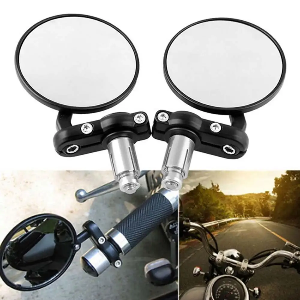 

Mb-Mr010-Bk Round Motorcycle Mirror Motorbike Handlebar End Rearview Moto Hand Bar Universal Handle Bar Side Mirror