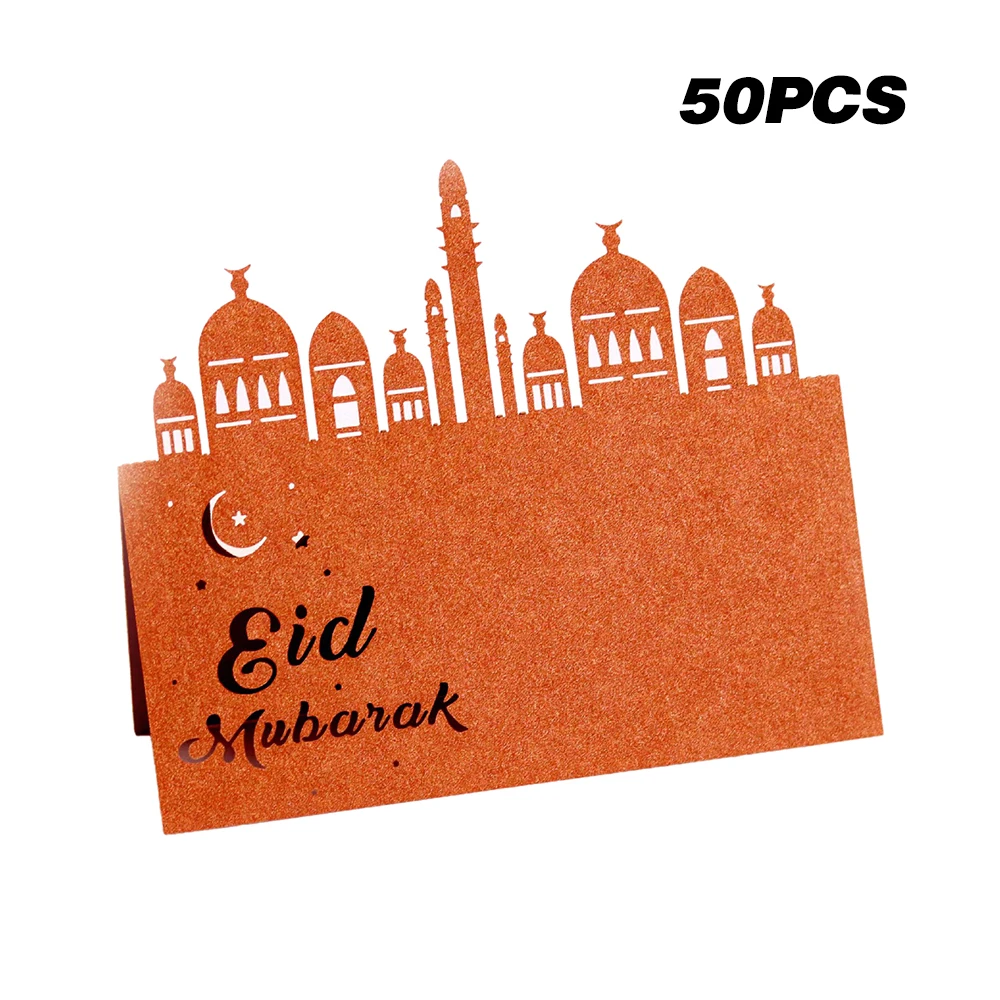 04 Eid Mubarak 50 шт. лазерная резка Имя Место карты Eid Mubarak настольная карта банкетное сиденье карта Праздничная вечеринка украшение стола - Цвет: 04