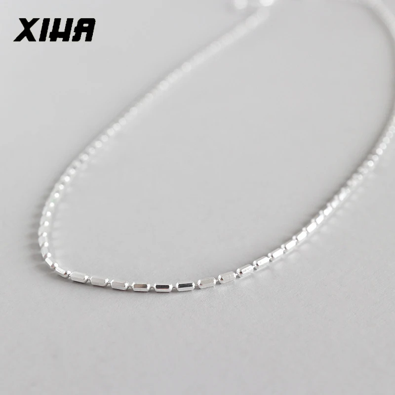 

XIHA Authentic 925 Sterling Silver Necklace for Women Simple Chain Necklaces Hip Hop Party Jewelry Accessories Girl Gift