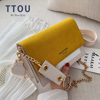 

Suede Leather Contrast Color Crossbody Bags For Women 2019 Chain Messenger Shoulder Bag Ladies Purses and Handbags CrossBody Bag