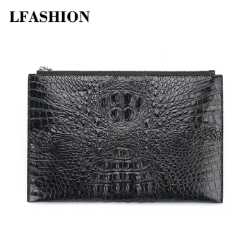 

Men Wallets Large Capacity Cell Phone Pocket Double Zipper Men genuine leather Clutch Bag Passcard Pocket Male Business clutch