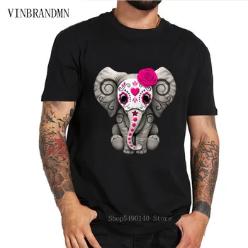 

New Harajuku Cute Baby Elephant T-Shirt Men Pink Day Funny Dead Sugar Skull T Shirt Hipster Short Sleeve Tees Casual Kawaii Tops