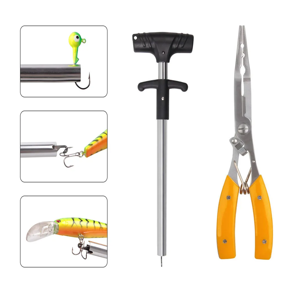 

Multifunction Stainless steel Fishing plier Aluminum Tube Portable Hook Out Extractor fish use scissor Hook Extractor tackle kit