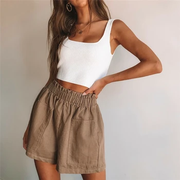 

Women Shorts Summer High Waist Shorts Casual Trousers Pocket Women Shorts Streetwear Ruffle Ladies Trousers
