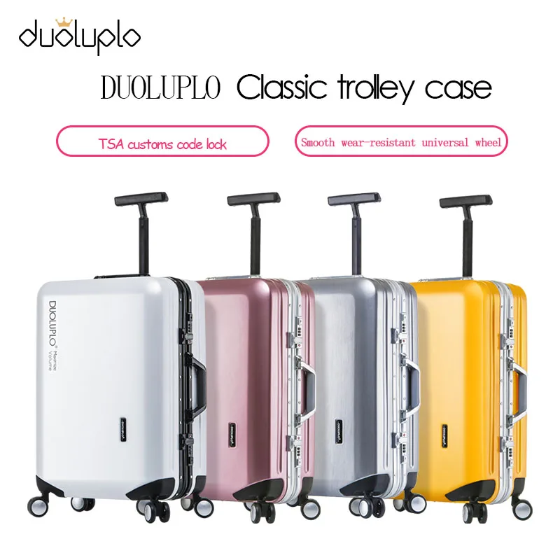 DUOLUPLO Trolley Case 12''-28'' Fashion Set PC+ABS Travel Rolling wheels Suitcase Business Boarding TSA Lock Luggage Box travel bag pull bar suitcase