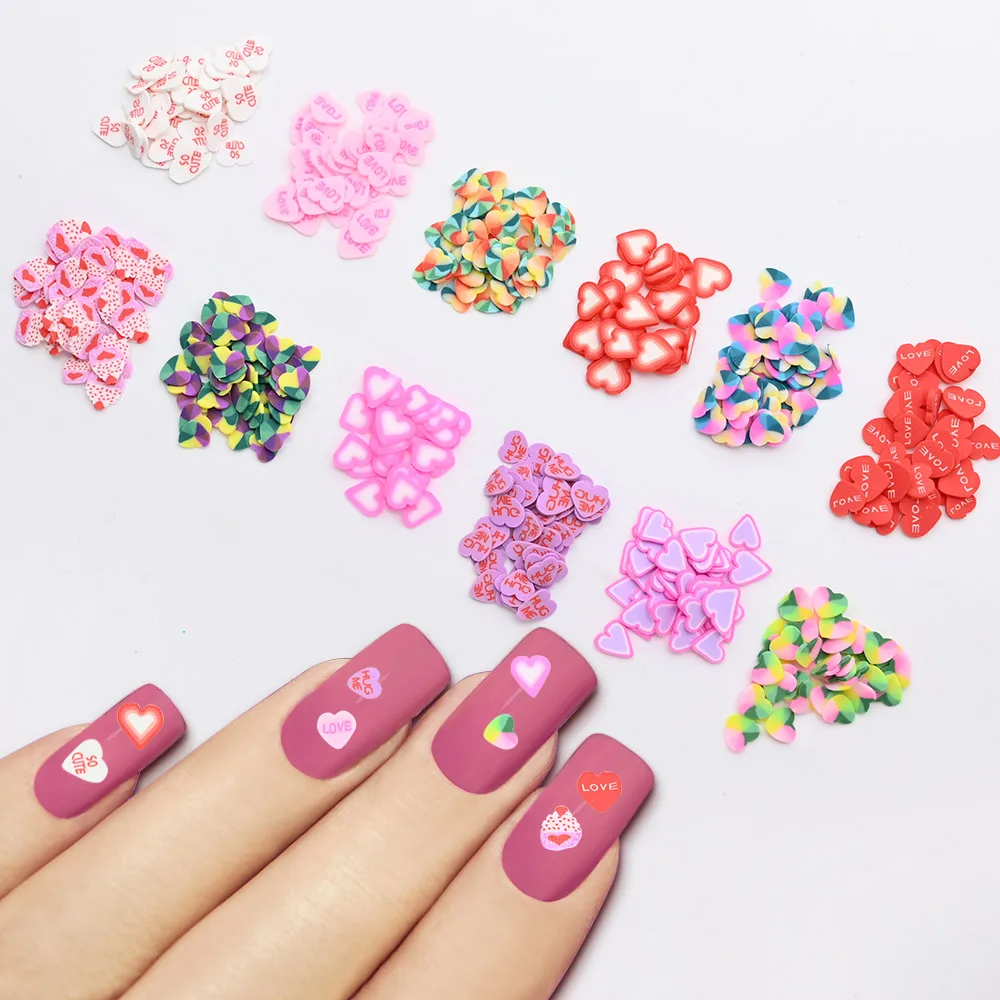 

12 Styles/Box Love Nail Slice Decorations DIY Resin Heart-Shaped Nails Art Accessories Valentine Manicure Charm Accessories#P1