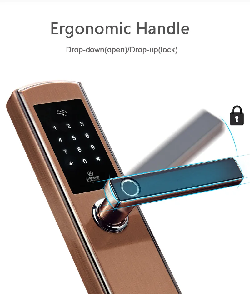 Biometric Fingerprint Wooden Door Lock App Bluetooth Fingerprint Door Lock Password RFID Card Intelligent Stainless Steel Locks