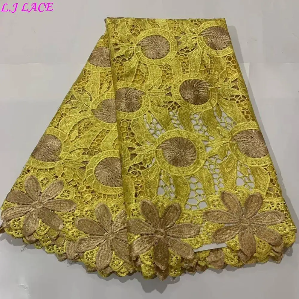 

Wholesale high quality free shipping LJ cord lace African guipure cord lace fabrics water soluble lace fabrics dress DIY lace