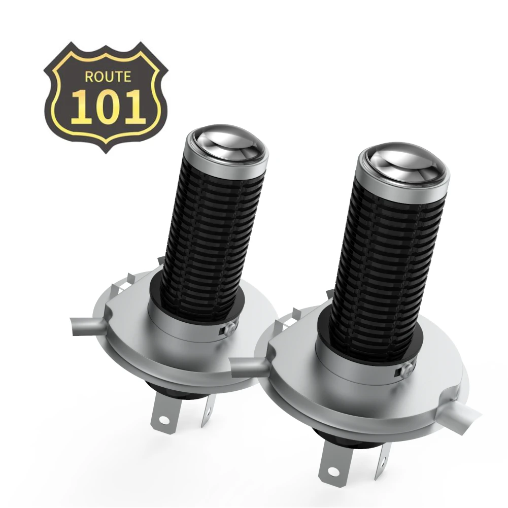 

Route101 H4 LED Headlight with Lens 12V Light Bulbs on Cars LEDS Hi/Lo Beam Fanless HB2 9003 Headlamp for Auto Accessories Lamps