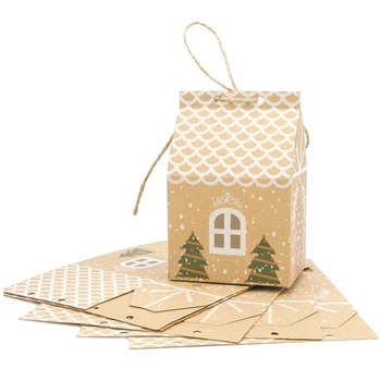 

Gift Boxes 50Pcs Gift Cartons European Christmas Small House Kraft Paper Candy Boxes Gift Boxes Xmas Party