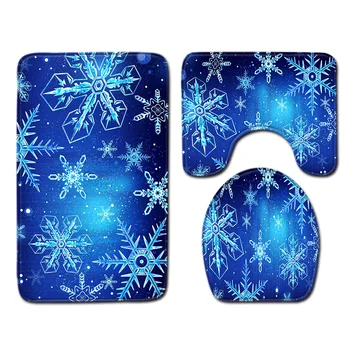 

Christmas Bathroom Mat Toilet Three-Piece Set Floor Home Anti Slip Liner Foam Durable Cover Shower Carpets Bathroom Mat Set